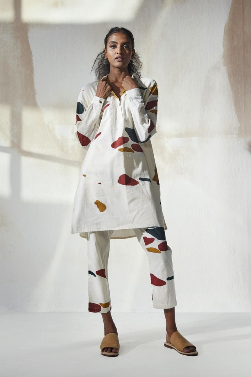 Mosaic Co-ord Set Co-ord Set by Khara Kapas in white for women Worldwide