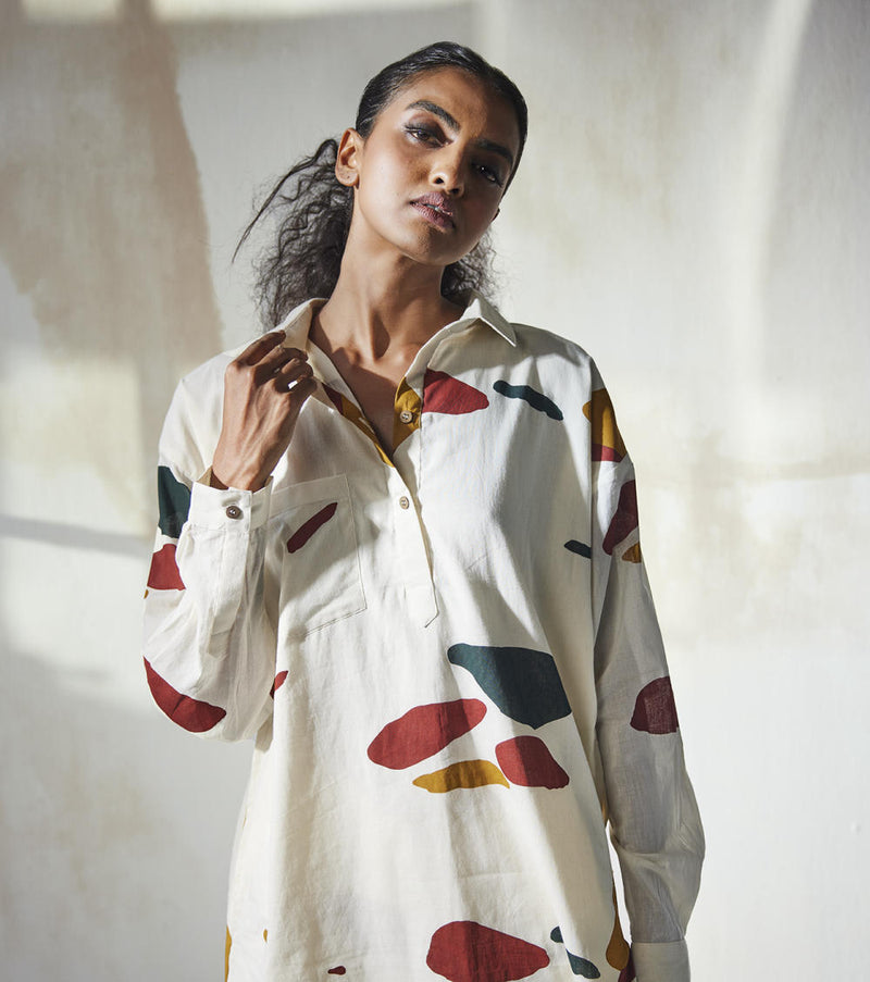 Mosaic Co-ord Set Co-ord Set by Khara Kapas in white for women Worldwide
