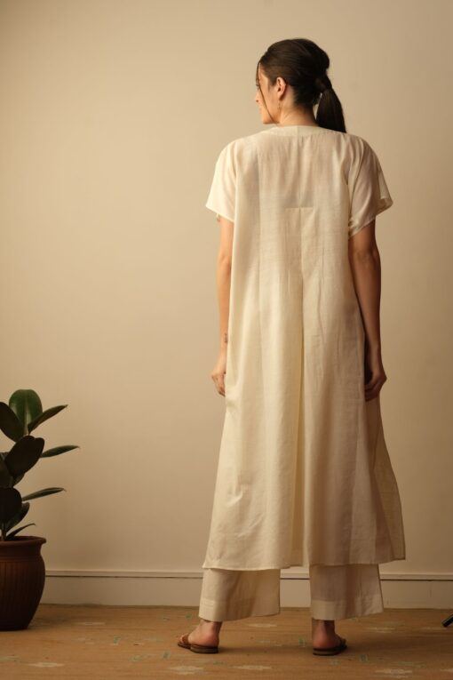 Mughal Poppy Flower Applique Kaftan Dress,Lounge Wear,Top & Tunics by Mallika Mathur in white color for women Worldwide