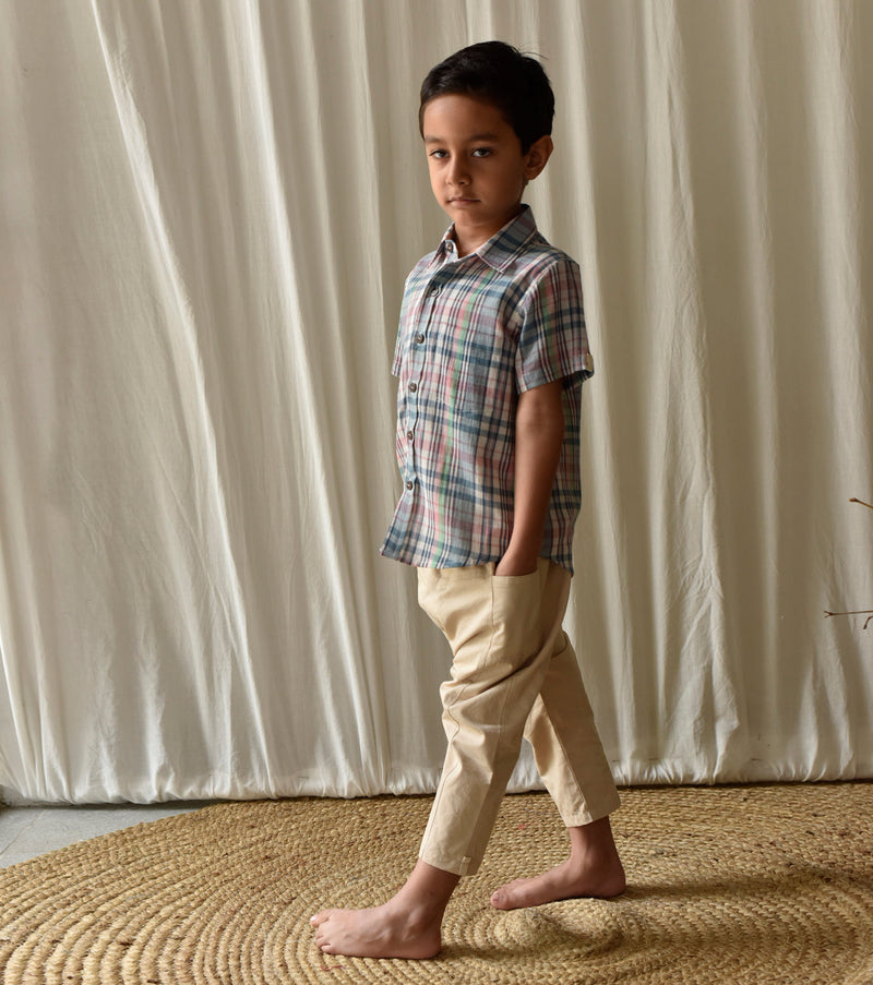 Multi- Checks Shirt Fashion Khara Kapas Kids