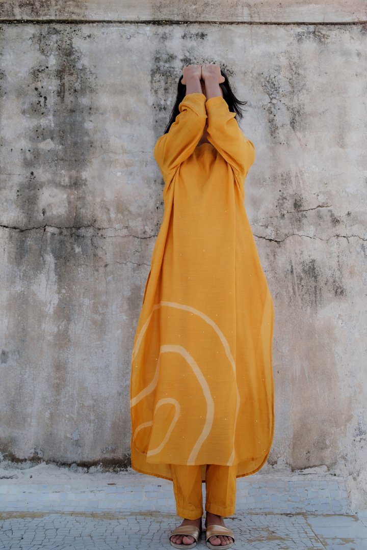Mustard Arsa Kurta and Pants Set Co-ord Set,Kurta Sets by Nirjara for women Worldwide