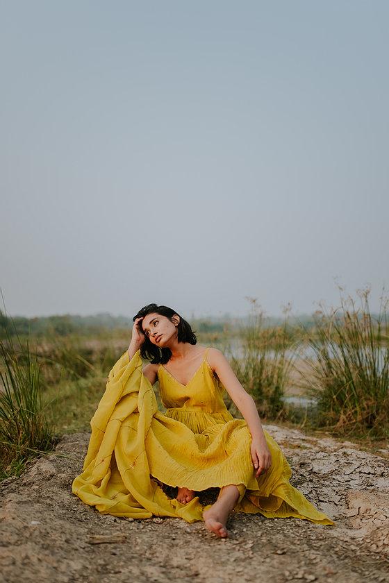Mustard Nasim Jama by Nirjara for women Worldwide