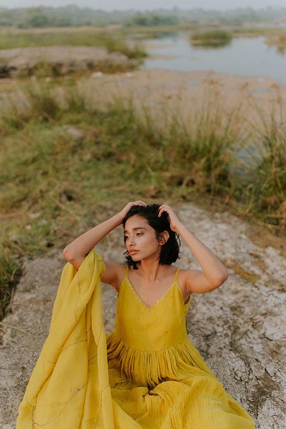 Mustard Nasim Jama by Nirjara for women Worldwide