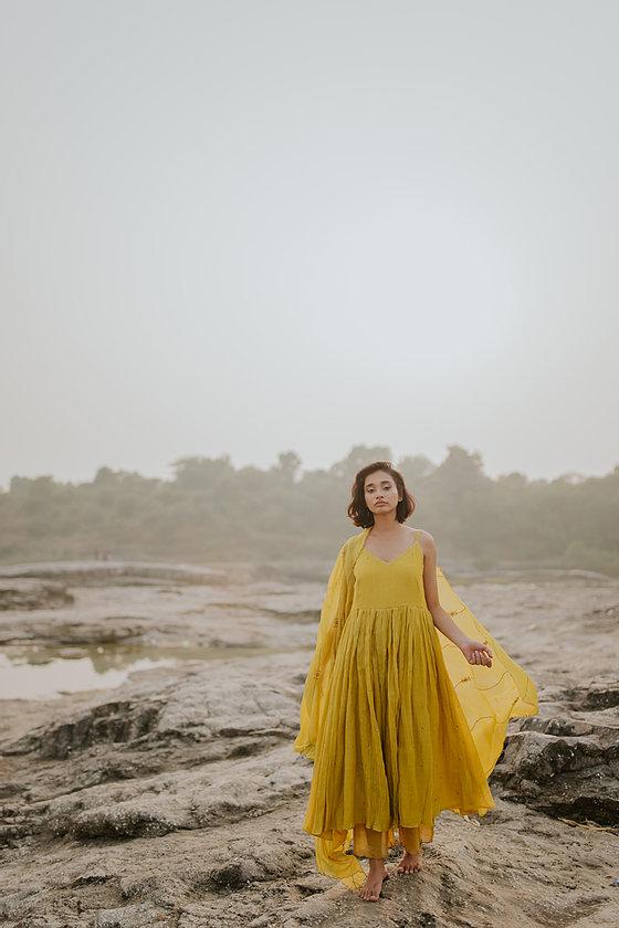 Mustard Nasim Jama by Nirjara for women Worldwide