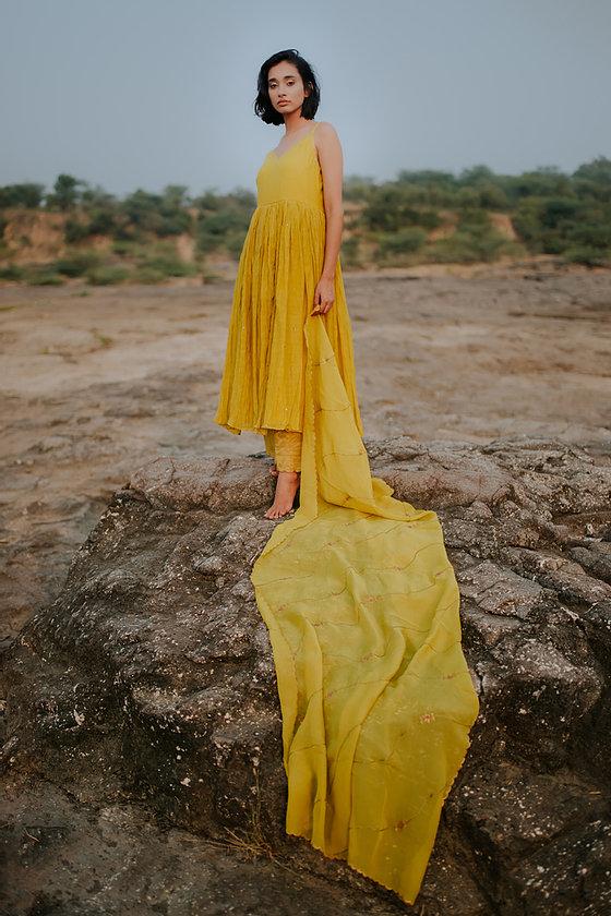 Mustard Nasim Jama by Nirjara for women Worldwide