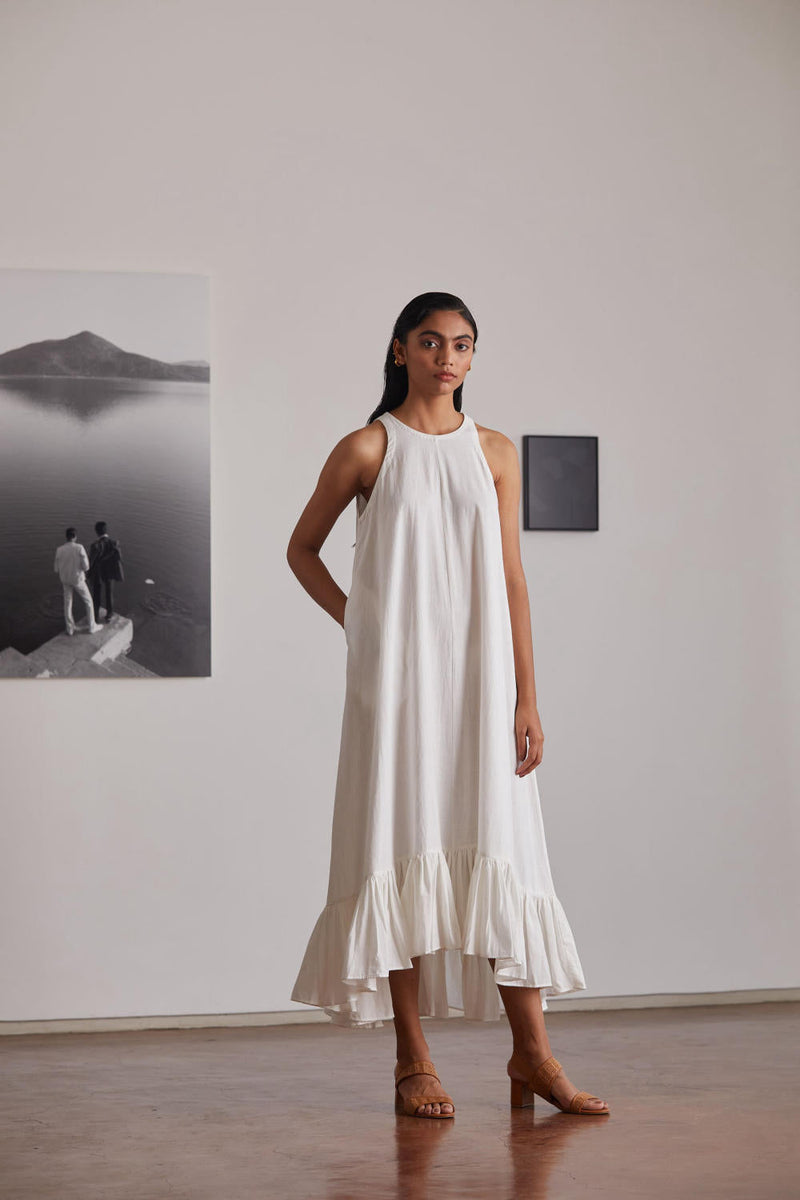 Neal Milk Dress cotton by The Summer House in white color for women Worldwide