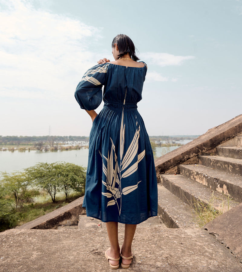 Nightingale dress cotton by Khara Kapas in blue for women Worldwide