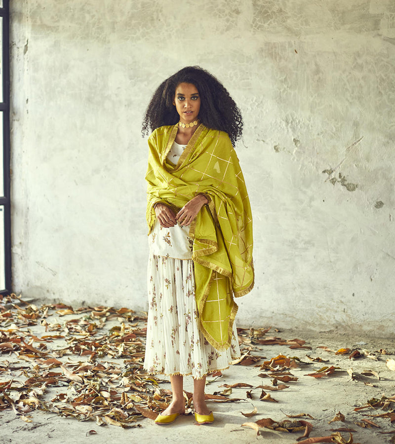 Nimbu Chunari by Khara Kapas for women Worldwide