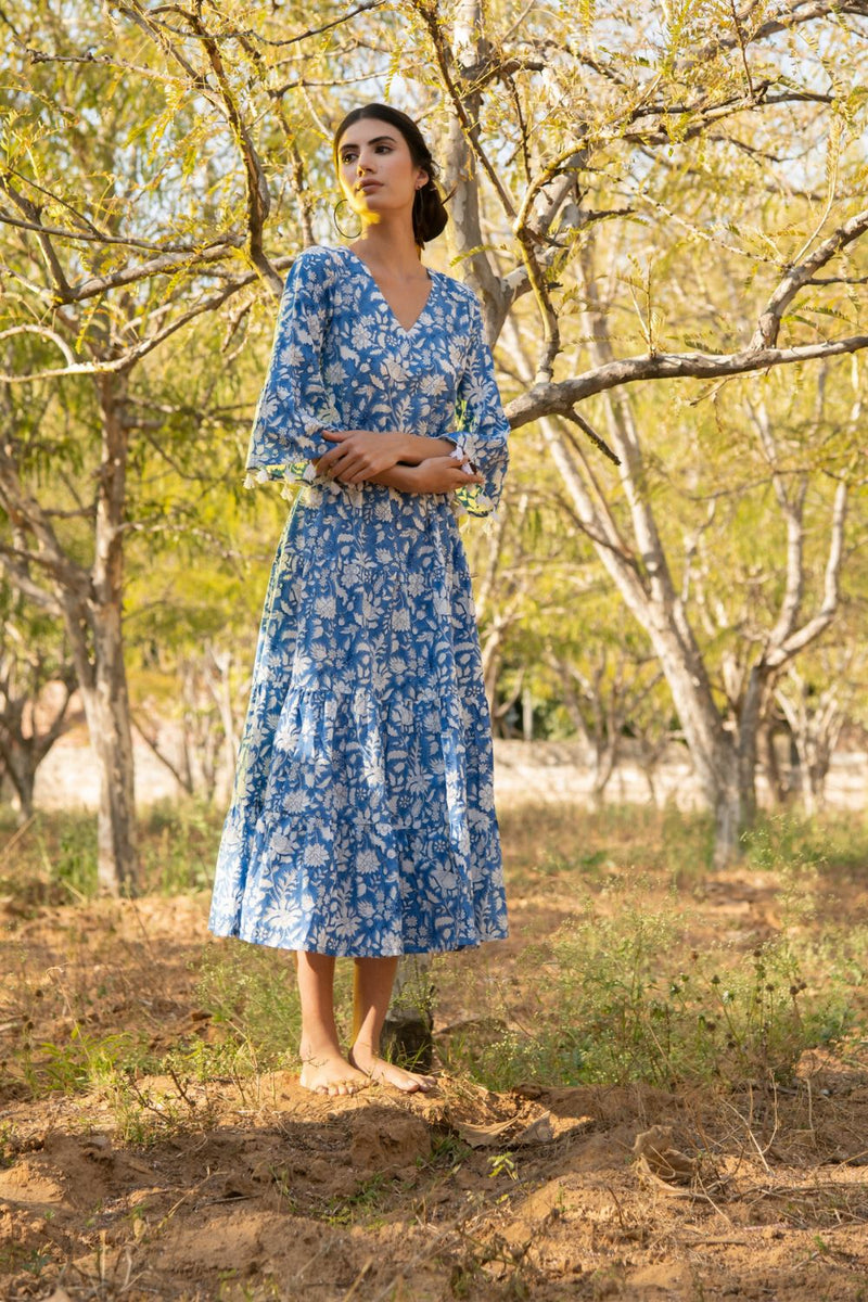 no more blues tier dress by Marche for women Worldwide
