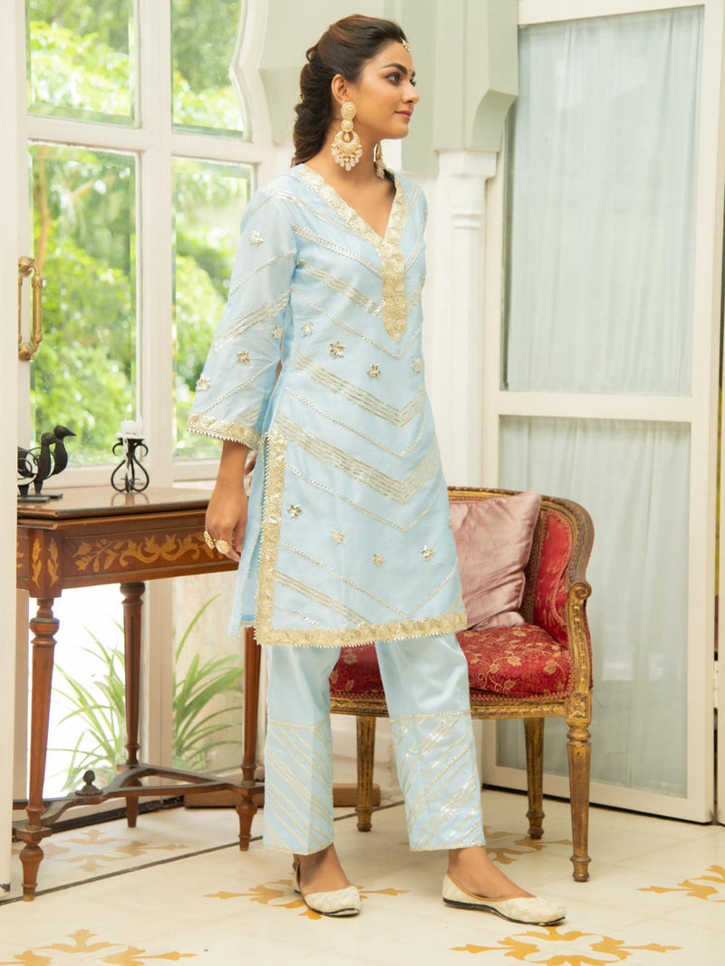Noor - Amber Gota Set Kurta Sets by Maison Shefali for women Worldwide