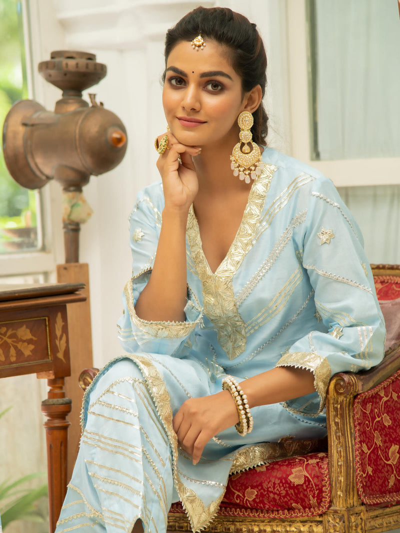 Noor - Amber Gota Set Kurta Sets by Maison Shefali for women Worldwide