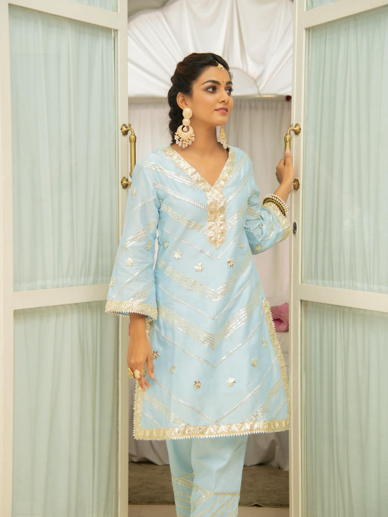 Noor - Amber Gota Set Kurta Sets by Maison Shefali for women Worldwide