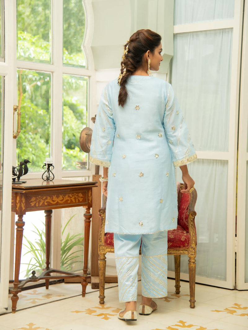 Noor - Amber Gota Set Kurta Sets by Maison Shefali for women Worldwide