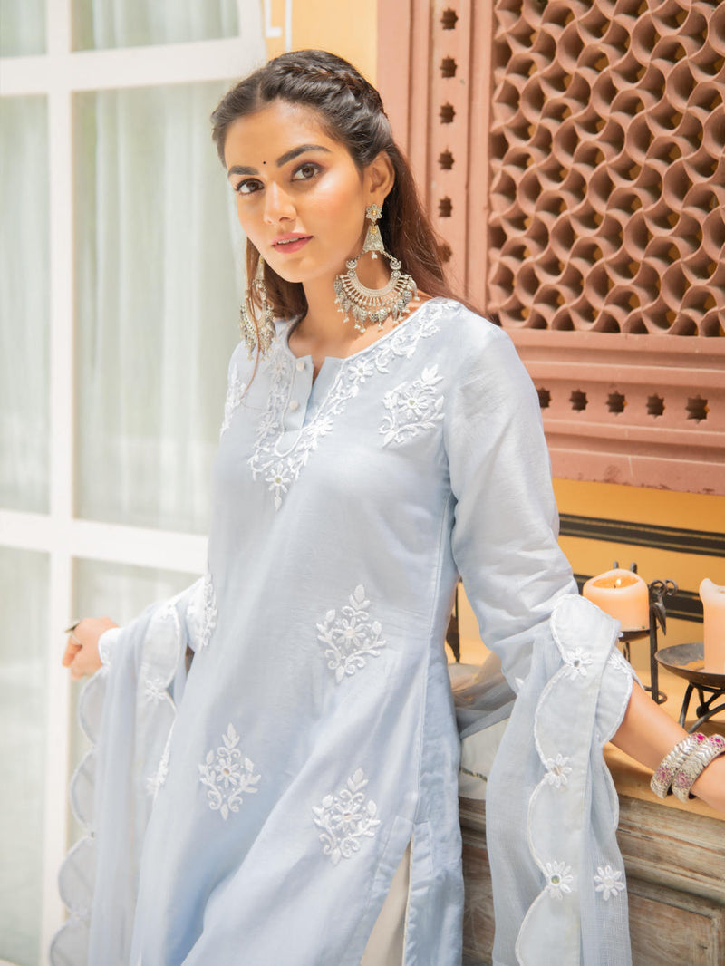 Noor - Baadli Kasida Mirror & Thread Work Set Kurta Sets by Maison Shefali for women Worldwide