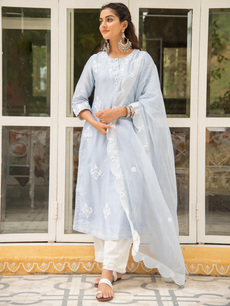 Noor - Baadli Kasida Mirror & Thread Work Set Kurta Sets by Maison Shefali for women Worldwide