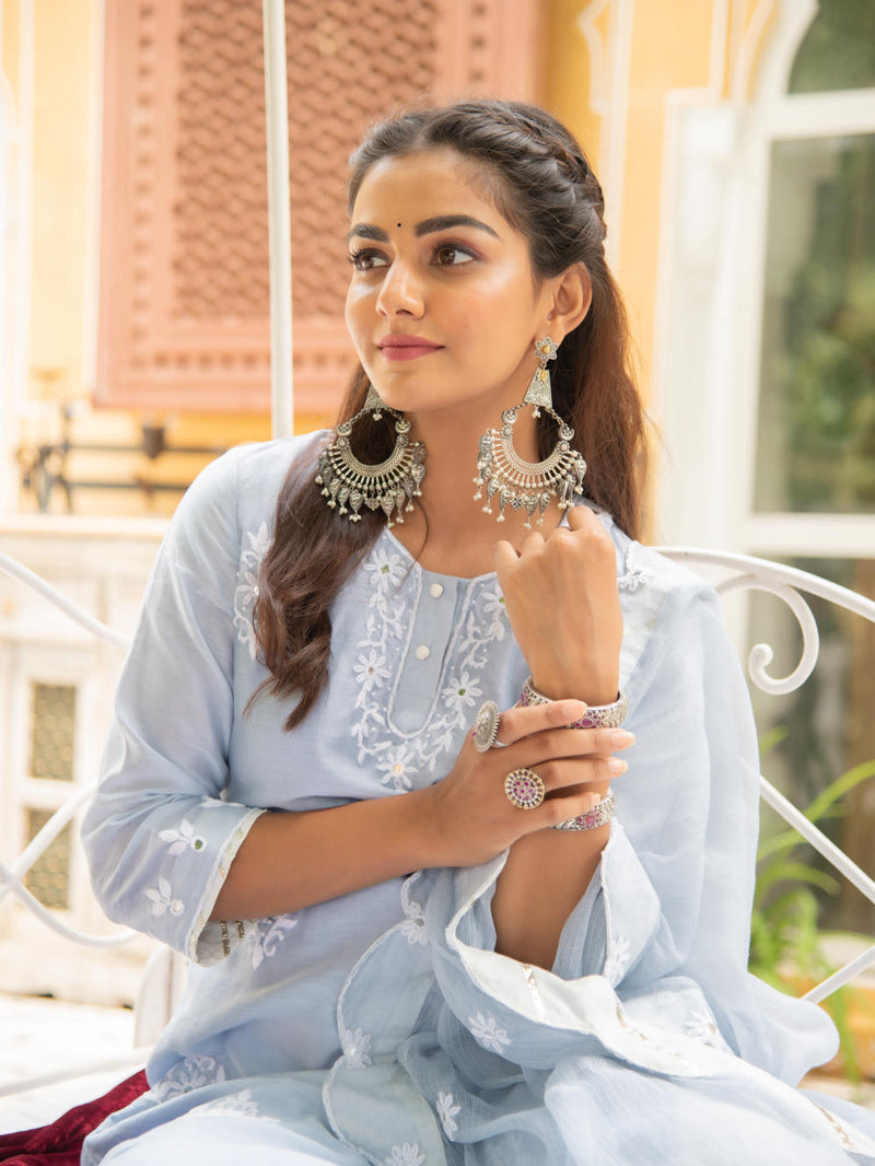 Noor - Baadli Kasida Mirror & Thread Work Set Kurta Sets by Maison Shefali for women Worldwide