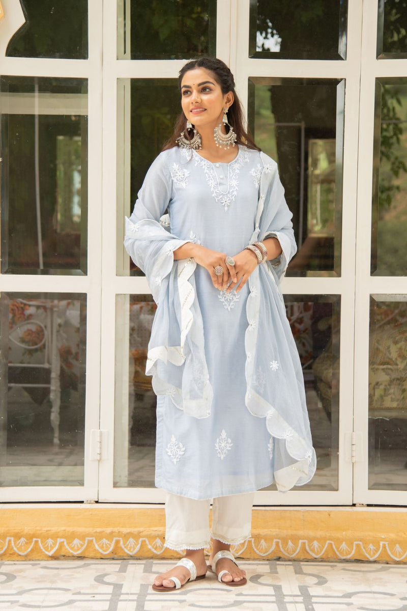 Noor - Baadli Kasida Mirror & Thread Work Set Kurta Sets by Maison Shefali for women Worldwide
