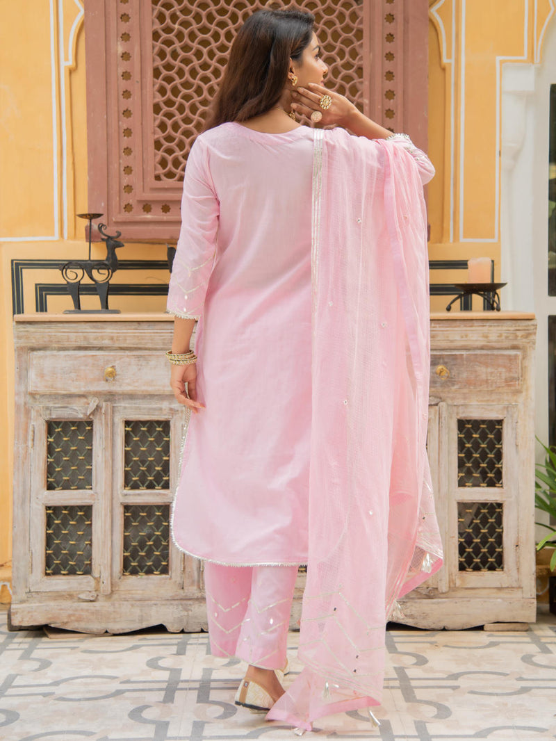 Noor Gulabi - Gota Work Kurta Set Kurta Sets by Maison Shefali for women Worldwide