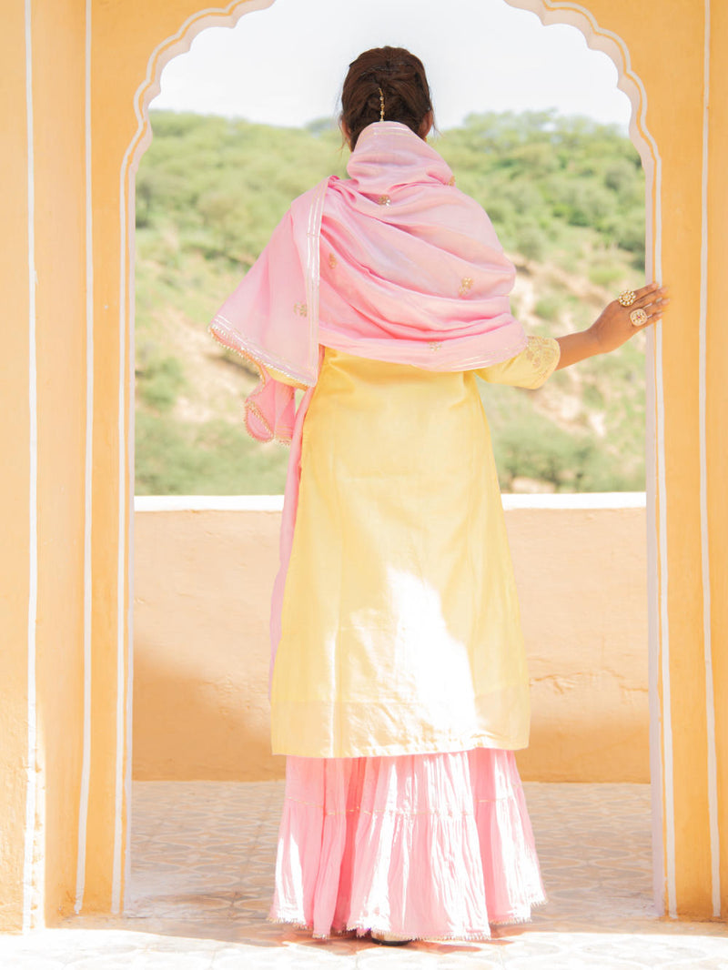 Noor Haldi Gulaab Sharara Set Kurta Sets by Maison Shefali for women Worldwide