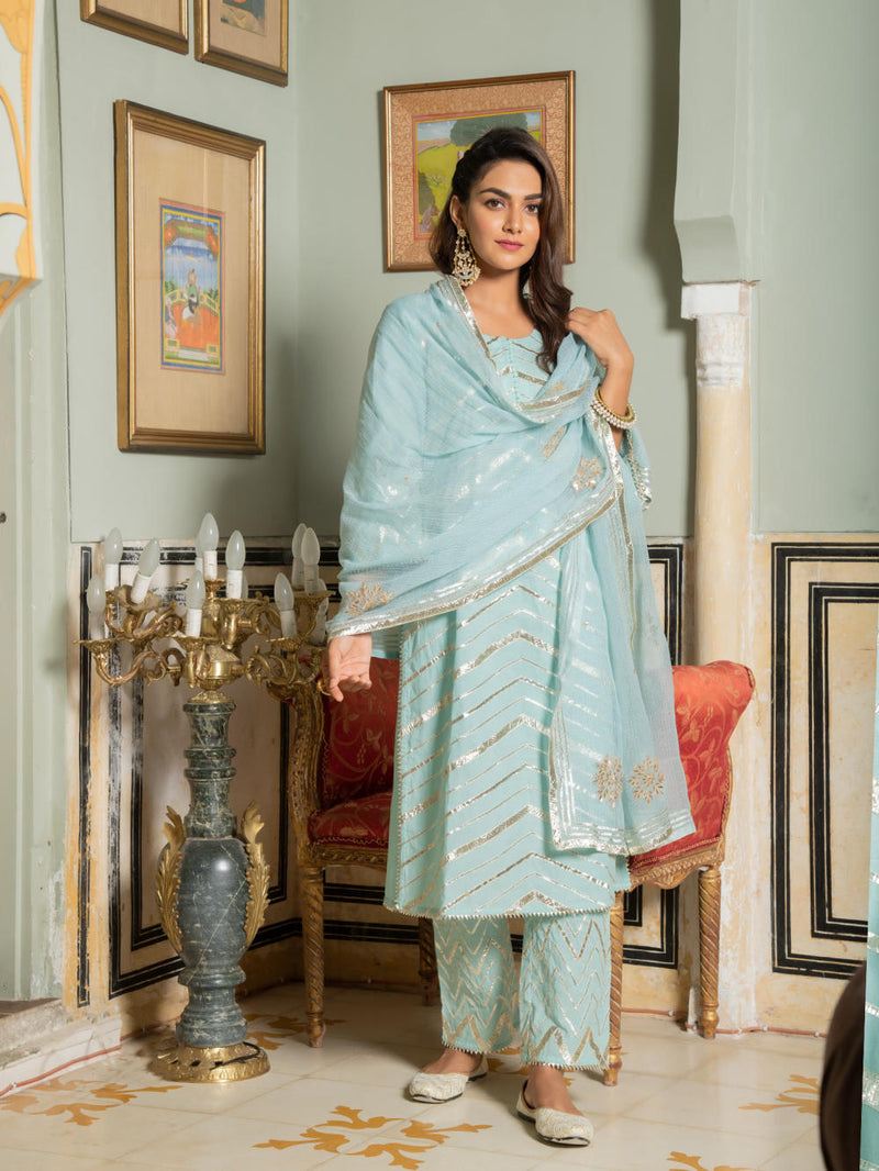 Noor Harita - Gota Lehriya Work Kurta Set Kurta Sets by Maison Shefali for women Worldwide