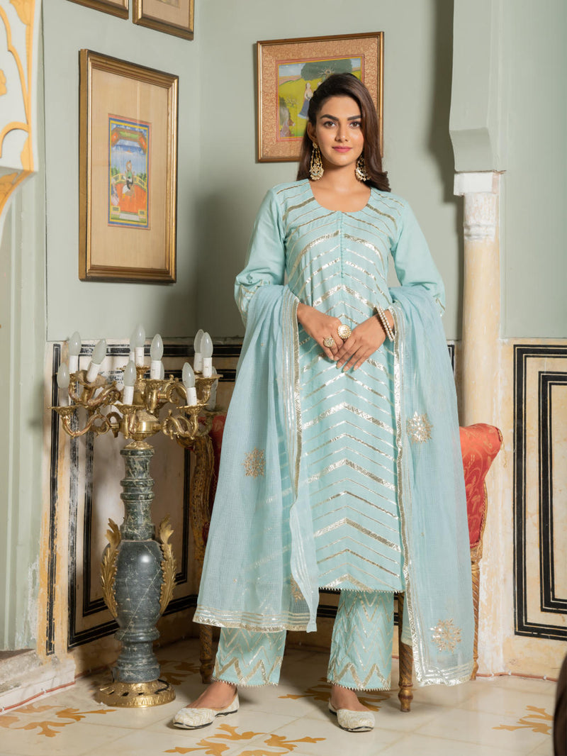 Noor Harita - Gota Lehriya Work Kurta Set Kurta Sets by Maison Shefali for women Worldwide