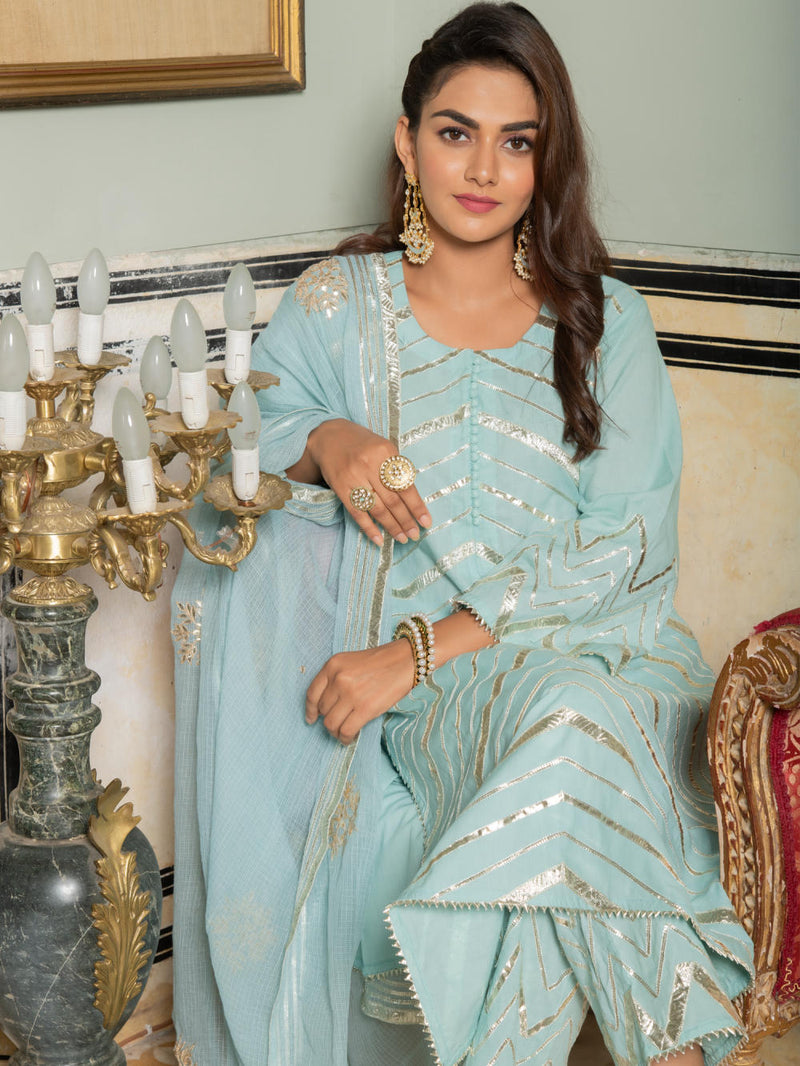 Noor Harita - Gota Lehriya Work Kurta Set Kurta Sets by Maison Shefali for women Worldwide
