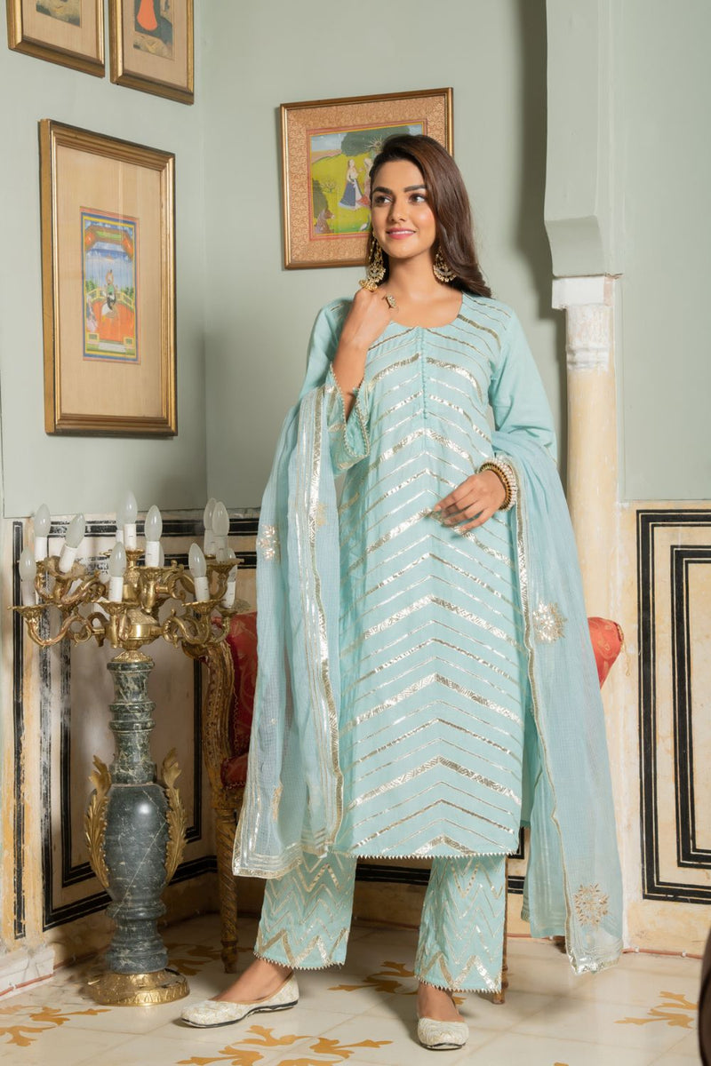 Noor Harita - Gota Lehriya Work Kurta Set Kurta Sets by Maison Shefali for women Worldwide