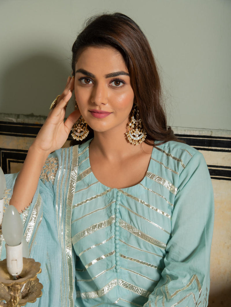 Noor Harita - Gota Lehriya Work Kurta Set Kurta Sets by Maison Shefali for women Worldwide
