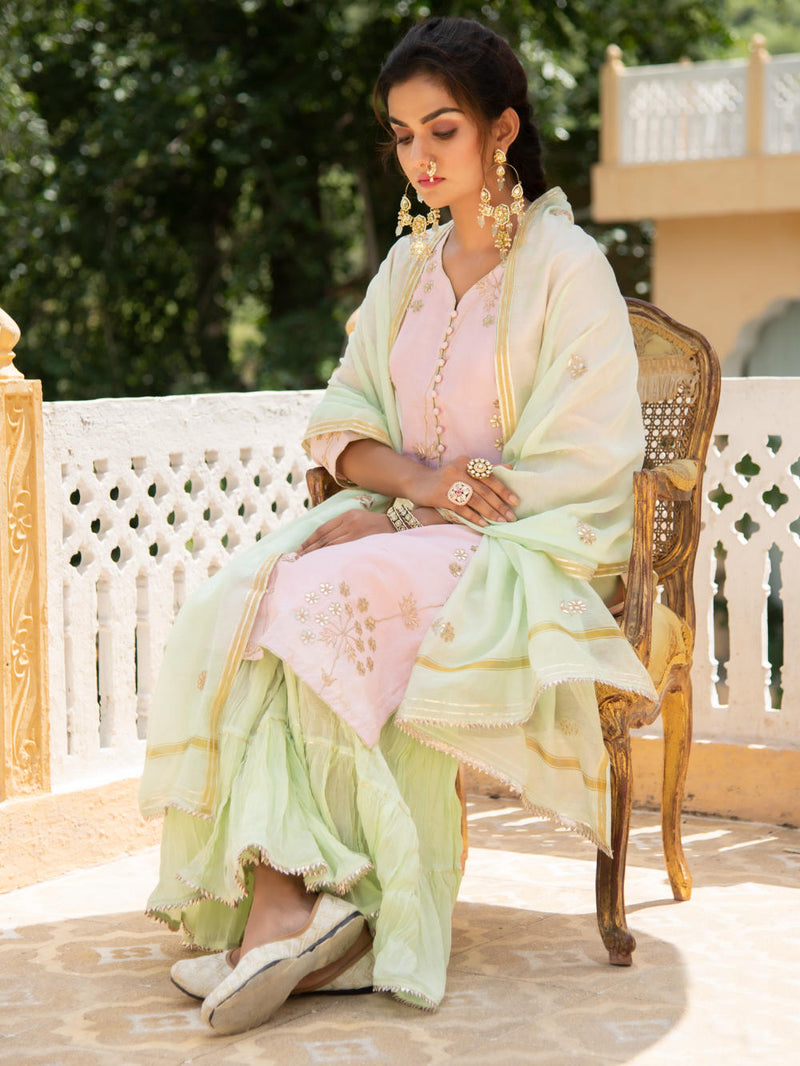 Noor Harita Gulaab Sharara Set Kurta Sets by Maison Shefali for women Worldwide