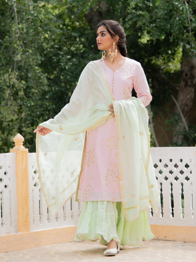 Noor Harita Gulaab Sharara Set Kurta Sets by Maison Shefali for women Worldwide