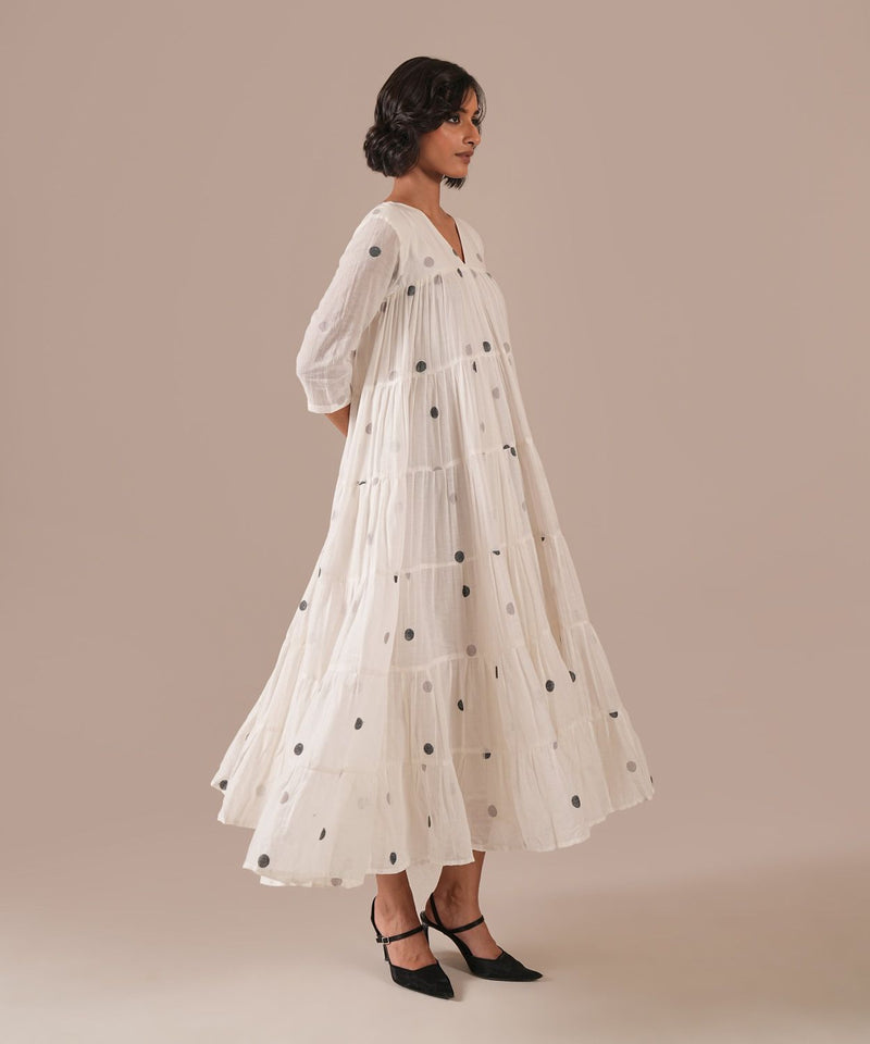 OCEAN DRAPE DRESS 100% cotton by Indigo Dreams in white color for women Worldwide