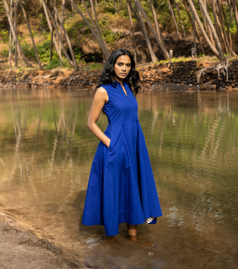 Octane Dress by Khara Kapas in blue for women Worldwide