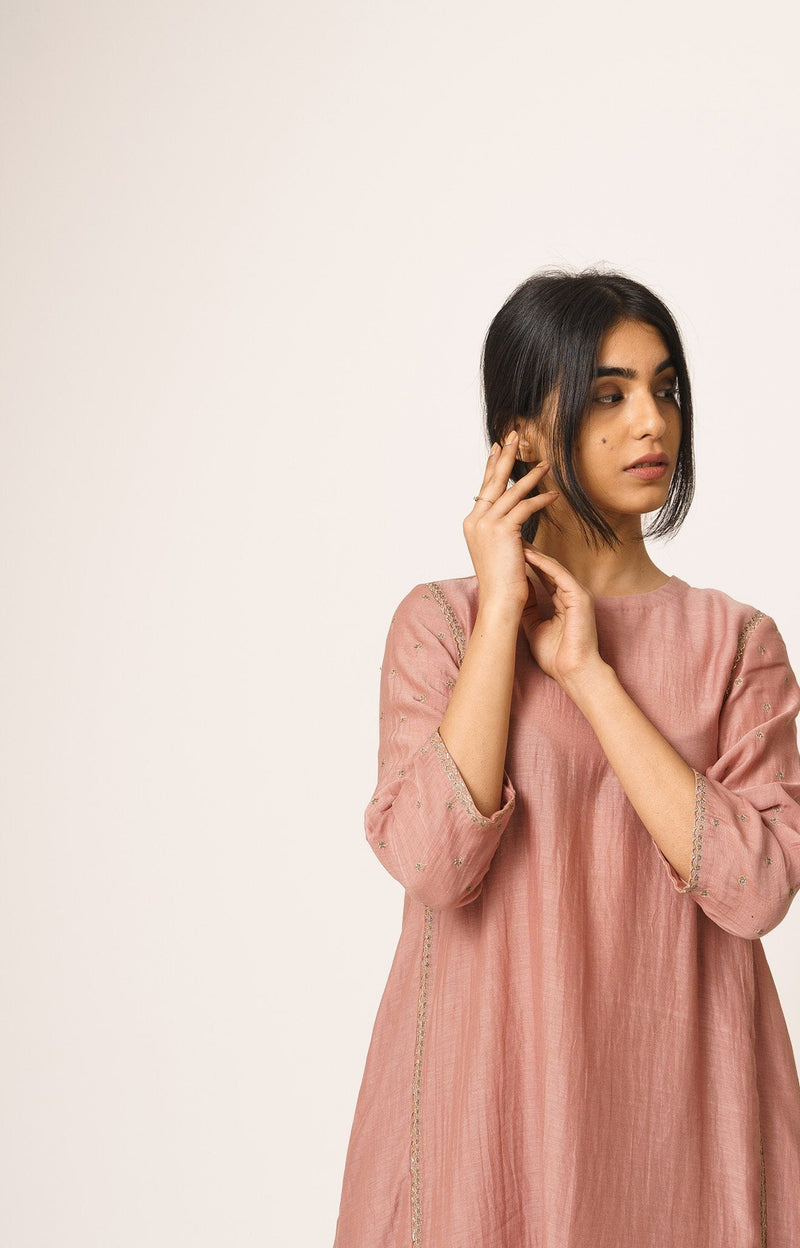 Old-rose Aayat Chanderi Kurta and Pant set Fashion DOT