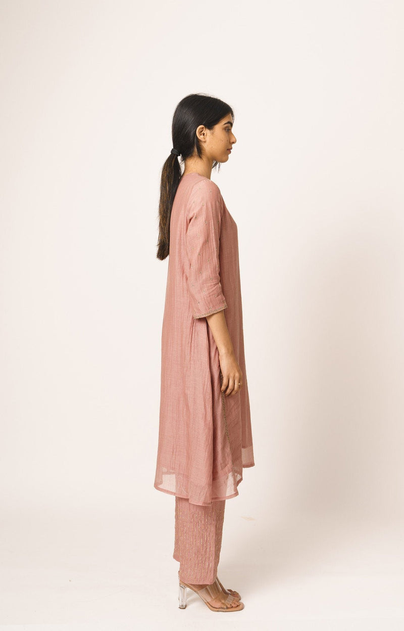 Old-rose Aayat Chanderi Kurta and Pant set Fashion DOT