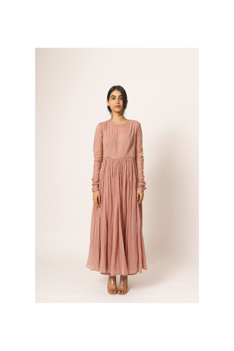 Old Rose Aayat Cotton Anarkali with Pitta Embroidery Fashion DOT