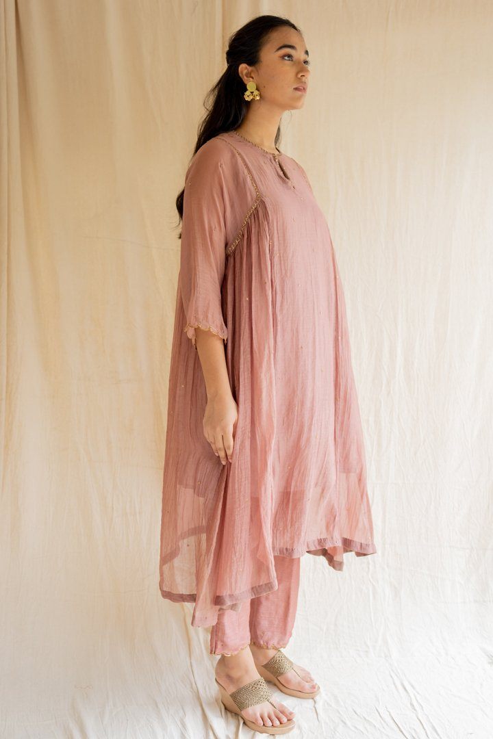 Old Rose Arsh Kurta Set Co-ord Set,Kurta Sets by Nirjara for women Worldwide