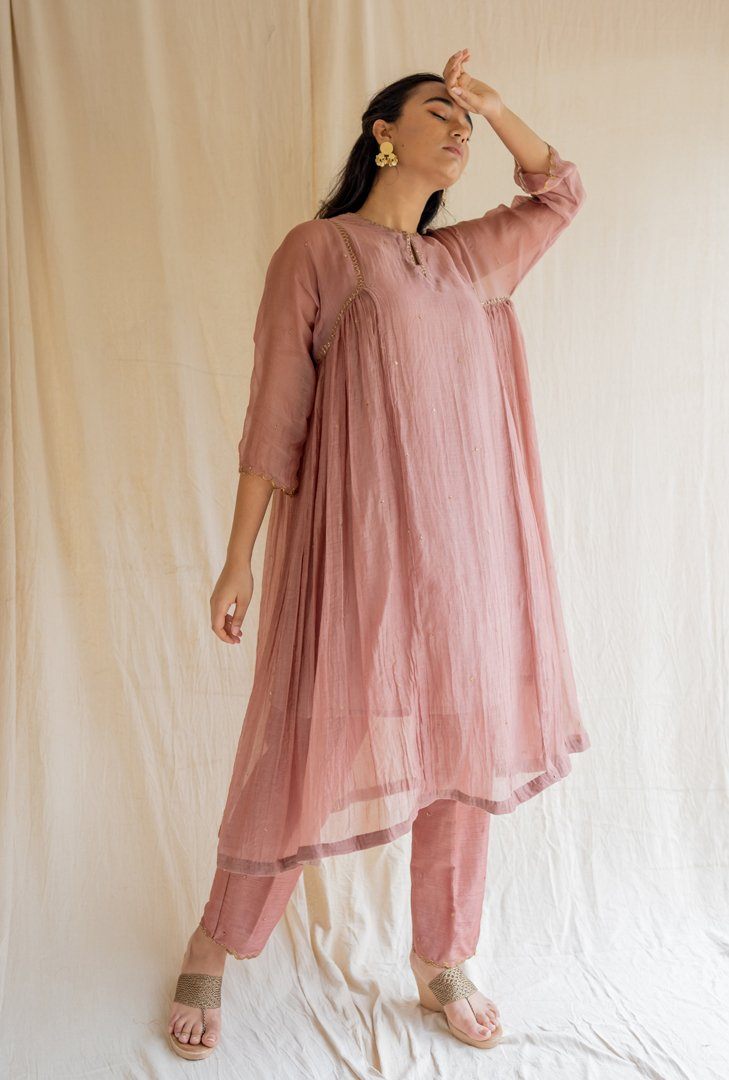 Old Rose Arsh Kurta Set Co-ord Set,Kurta Sets by Nirjara for women Worldwide