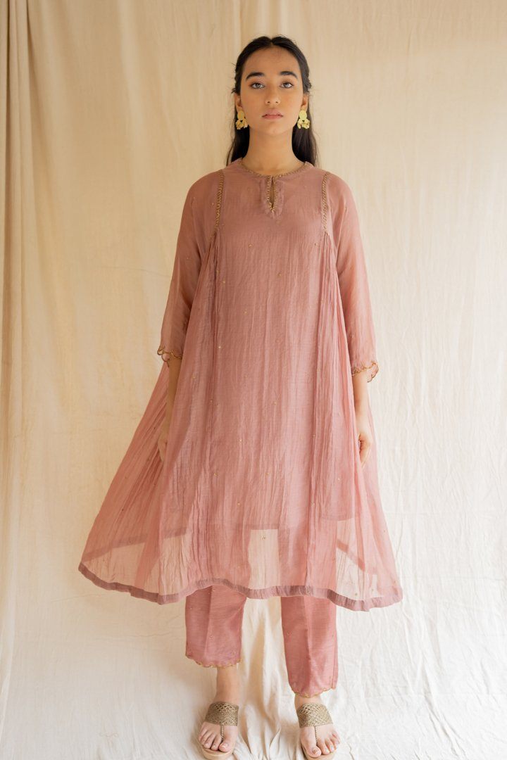 Old Rose Arsh Kurta Set Co-ord Set,Kurta Sets by Nirjara for women Worldwide