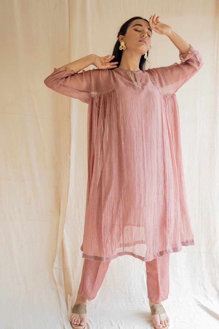 Old Rose Arsh Kurta Set Co-ord Set,Kurta Sets by Nirjara for women Worldwide