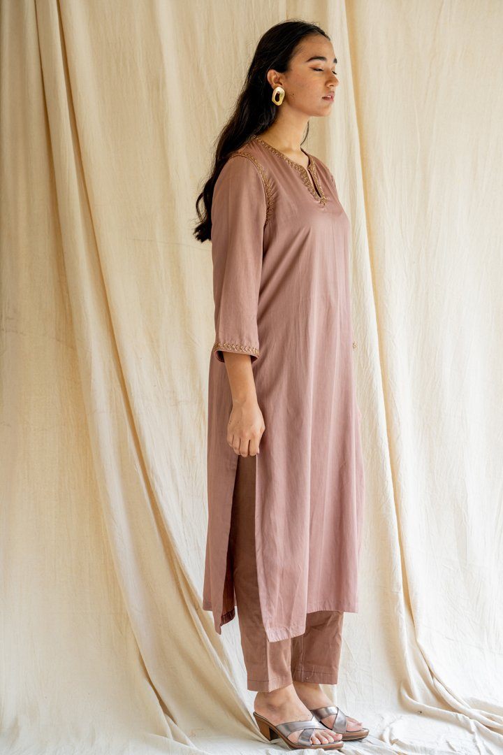 Old Rose Chaand Kurta Set Co-ord Set,Kurta Sets by Nirjara for women Worldwide