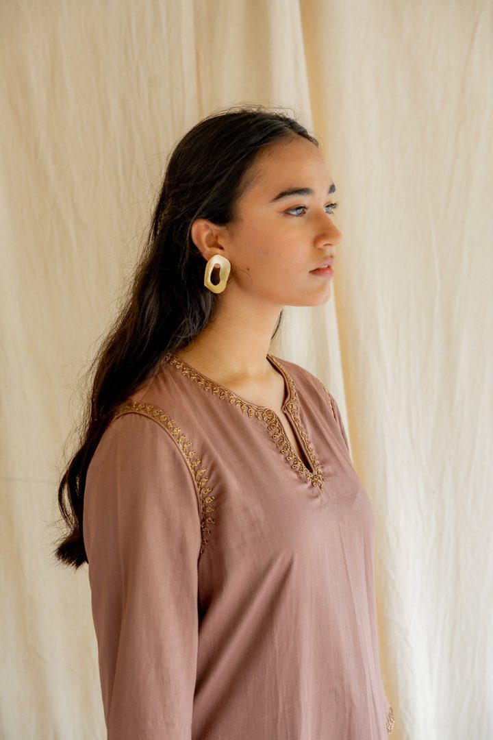 Old Rose Chaand Kurta Set Co-ord Set,Kurta Sets by Nirjara for women Worldwide