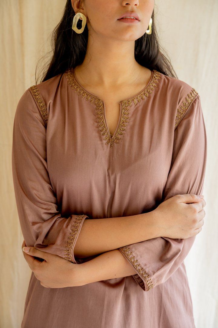 Old Rose Chaand Kurta Set Co-ord Set,Kurta Sets by Nirjara for women Worldwide