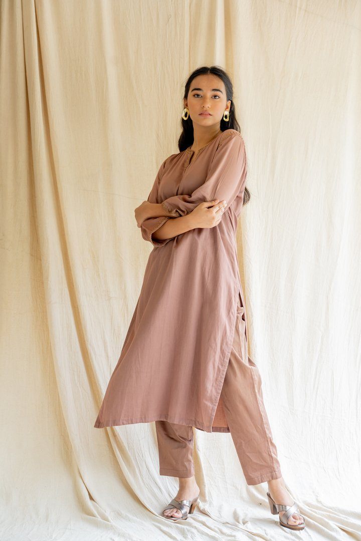 Old Rose Chaand Kurta Set Co-ord Set,Kurta Sets by Nirjara for women Worldwide