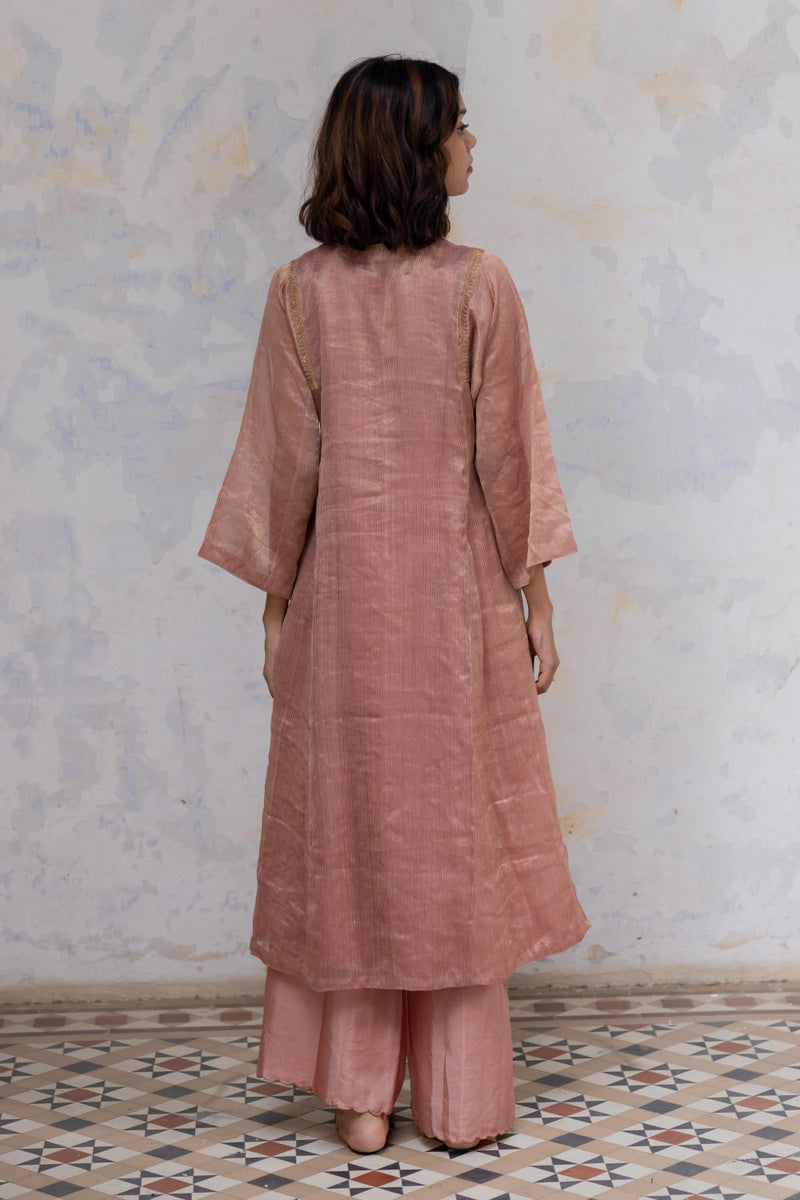 Old Rose Hazrat Kurta Set Kurta Sets by Nirjara for women Worldwide