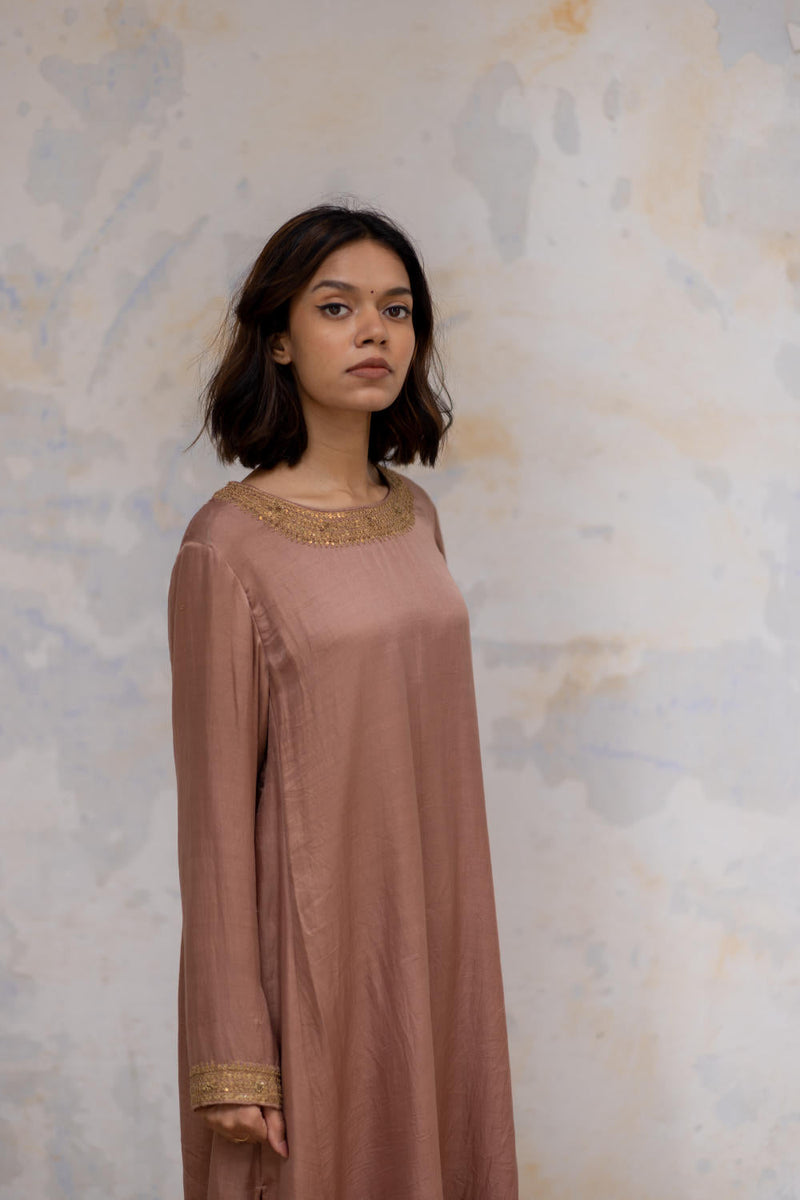 Old Rose Zeenat Kurta Set Kurta Sets by Nirjara for women Worldwide