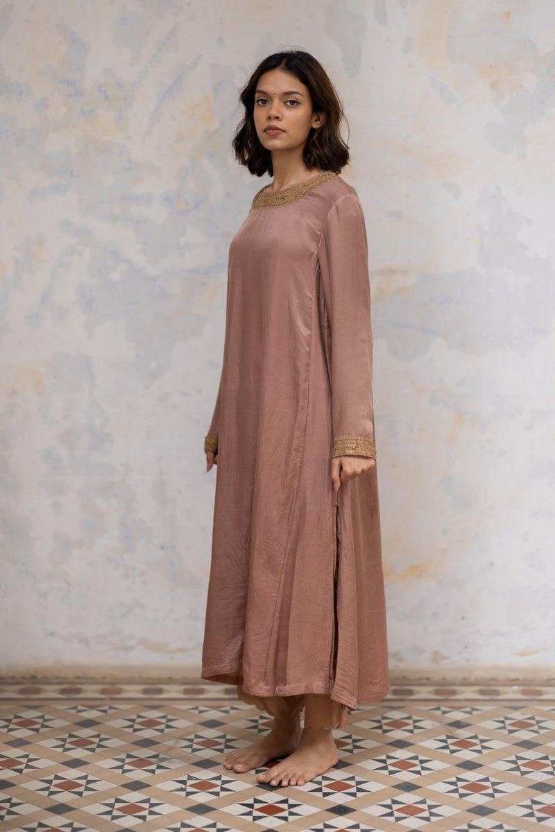 Old Rose Zeenat Kurta Set Kurta Sets by Nirjara for women Worldwide