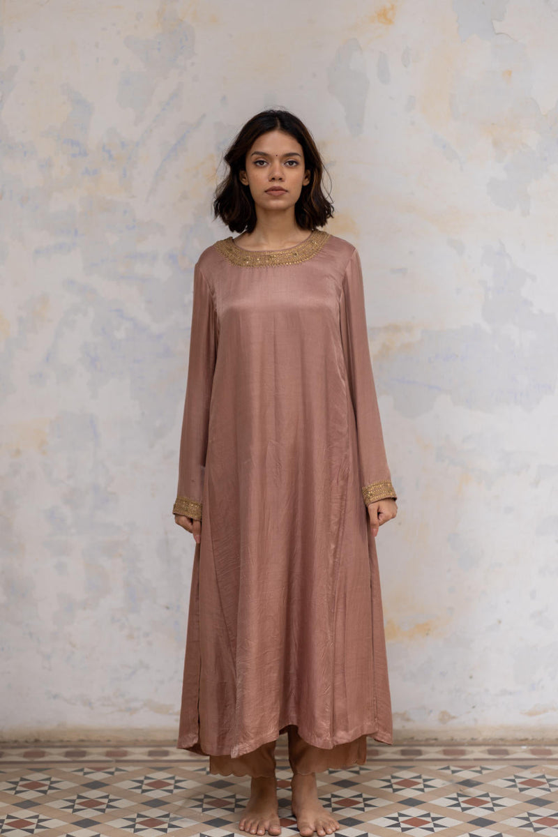 Old Rose Zeenat Kurta Set Kurta Sets by Nirjara for women Worldwide