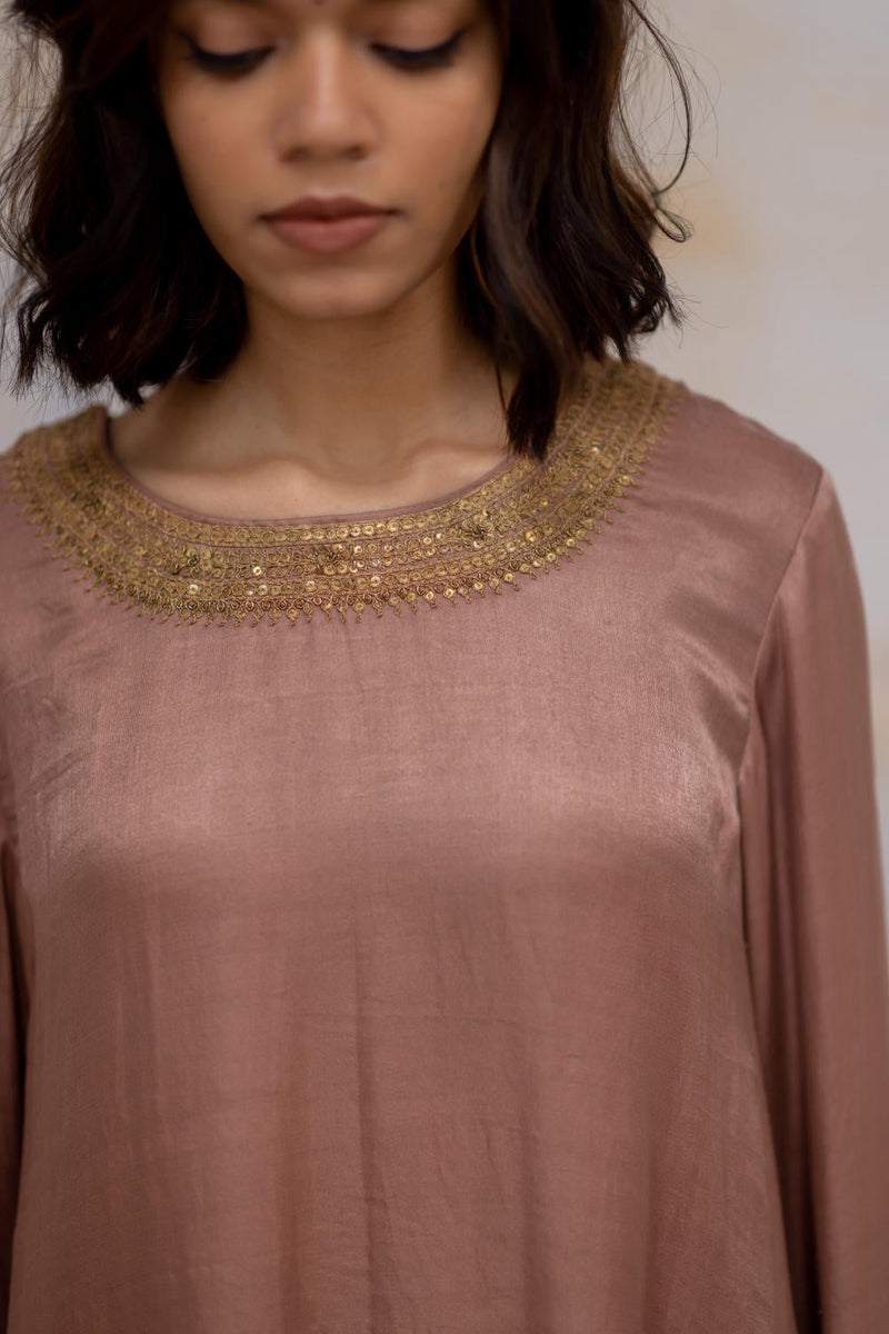 Old Rose Zeenat Kurta Set Kurta Sets by Nirjara for women Worldwide