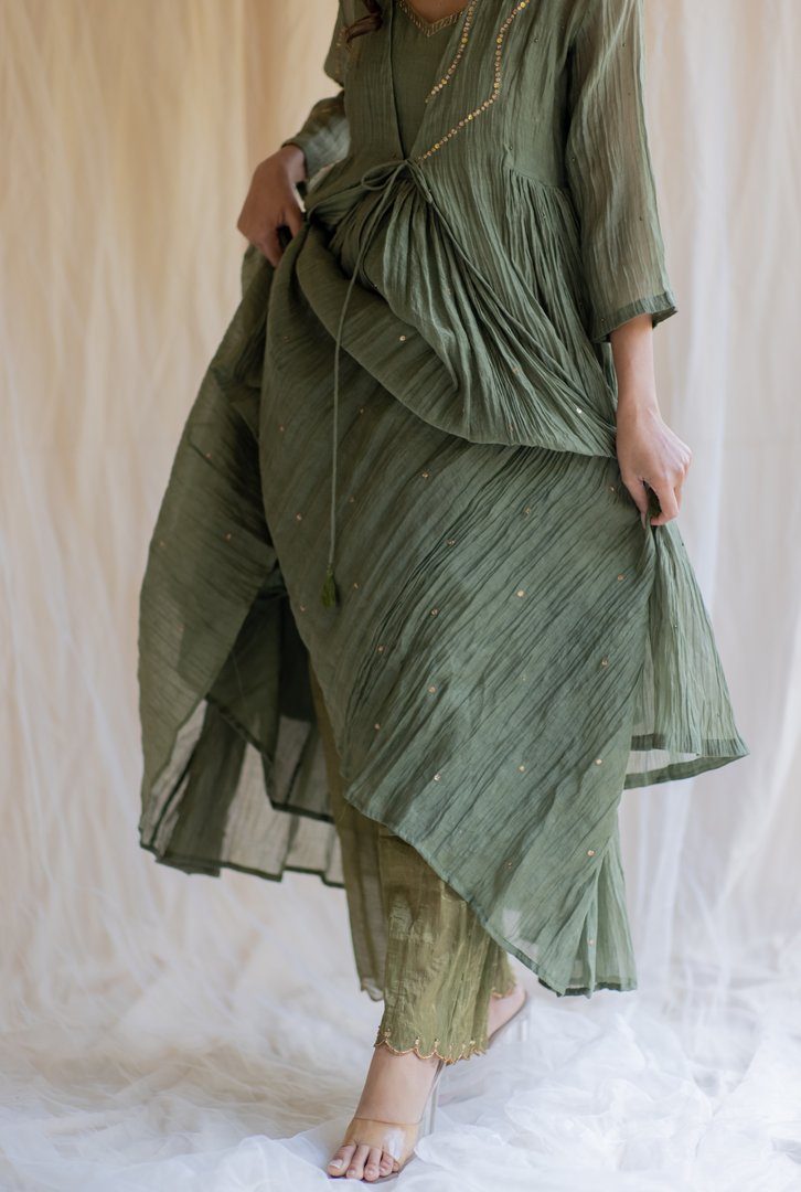 Olive Nasim Jama and Shameez by Nirjara for women Worldwide