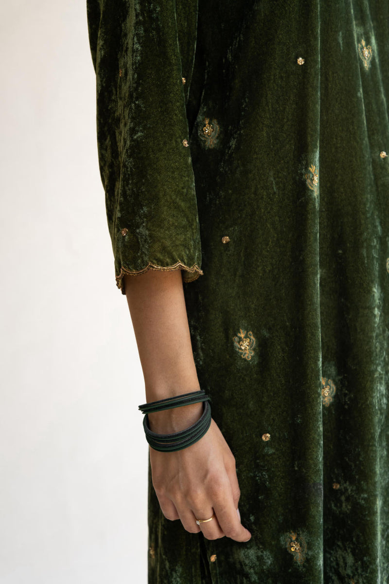 Olive Noorah Velvet kurta set Kurta Sets by Nirjara for women Worldwide